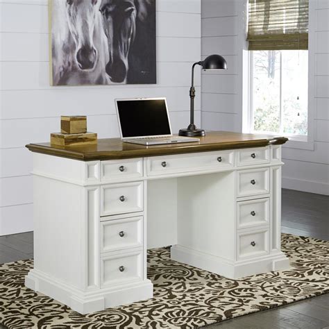 Home Styles Americana White Desk With Storage 5002 18 The Home Depot
