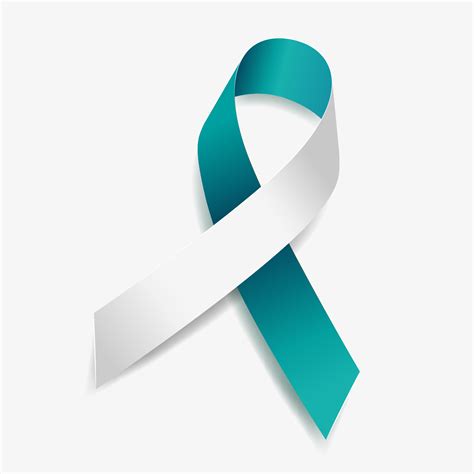 Teal And White Ribbon Awareness Cervical Cancer Isolated On White Background Vector