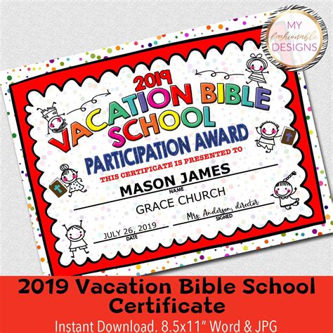 Vbs Get On Board Certificate Of Appreciation With Vbs Certificate