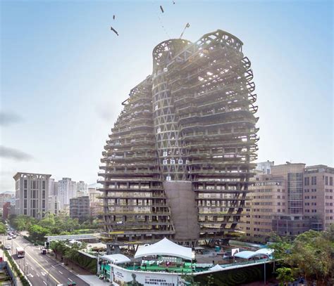 Vincent Callebauts Twisting Tree Covered Tower Takes Shape In Taipei