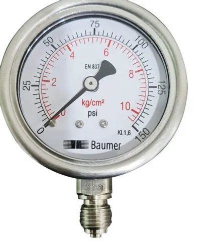 2 Inch 50 Mm Baumer Pressure Gauge 0 To 4 Bar0 To 60 Psi At Rs