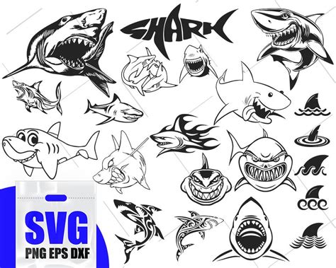 Shark Svg Bundle Shark Silhouette Svg Shark Head Shark Etsy Shark Silhouette Shark Svg