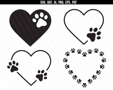 Dog Paw With Heart Svg Paw Print Svg Dog Svg Heart Svg Pet Svg Dog