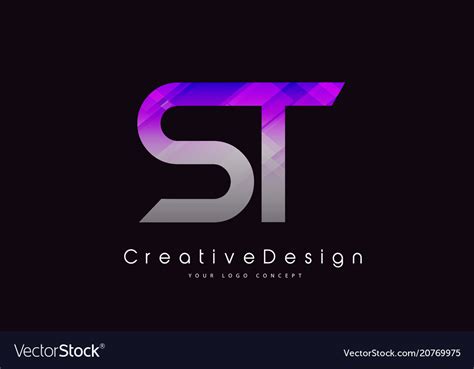 St Letter Logo Design Purple Texture Creative Vector Image