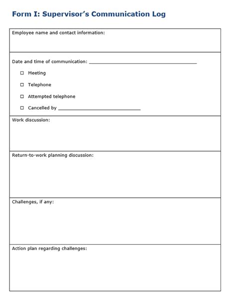 Form I Supervisors Communication Log Go2hr