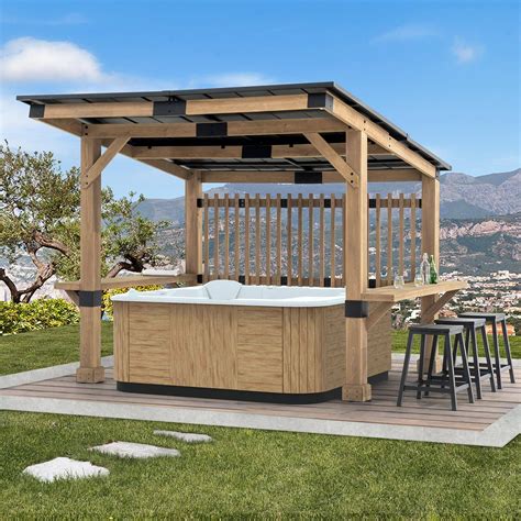 Sunjoy Outdoor Patio 10x11 Black Wooden Frame Grill Gazebo Backyard In 2023 Hot Tub Gazebo