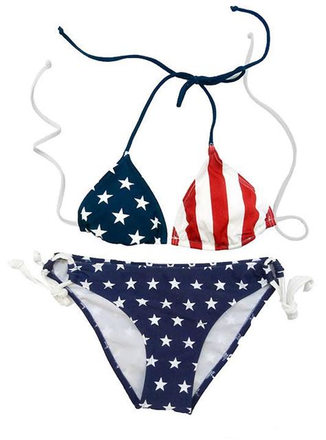 American Flag Stars Side Tie Bikini 2 Pc Set Cs Lxusa Redneckwear