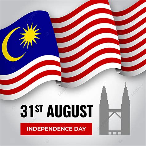 Gambar Merdeka Hari Kemerdekaan Malaysia Dengan Bendera Realistis