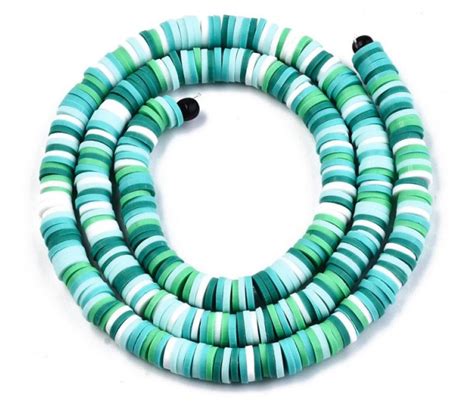 Polymer Clay Beads Seafoam Mix 6mm Heishi Disk Golden Age Beads