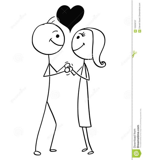 Vector Stick Man Cartoon Of Man And Woman In Love Stock