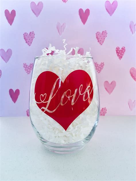 Valentines Day Wine Glass Heart Wine Glass Love Wine Glass Etsy