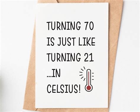 Turning 70 In Celsius Funny Birthday Card 70th Birthday Card For Women