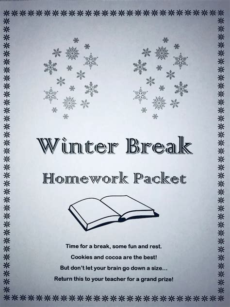 Winter Break Homework Packet Printableeditable Etsy