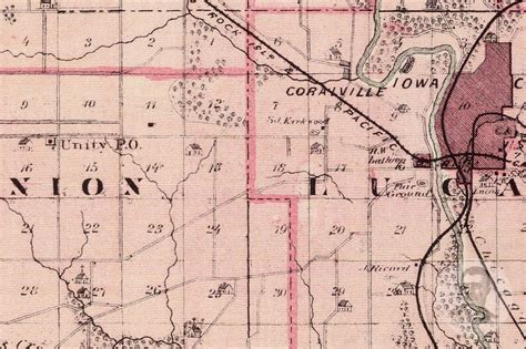 Vintage Johnson County Ia Map 1875 Old Iowa Map Historical Etsy