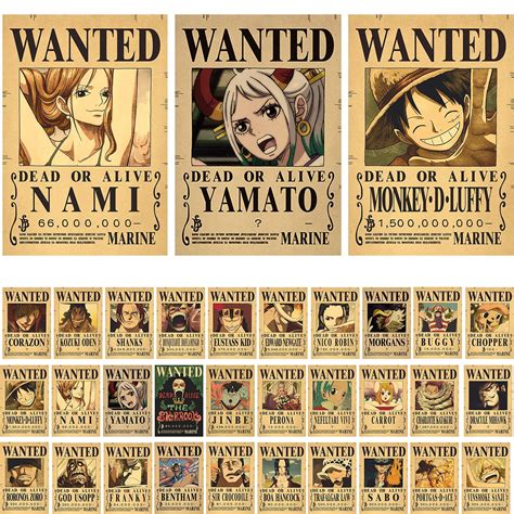 Pcs One Piece Poster Cm Cm One Piece Wanted Poster Including Popular Ranking Characters