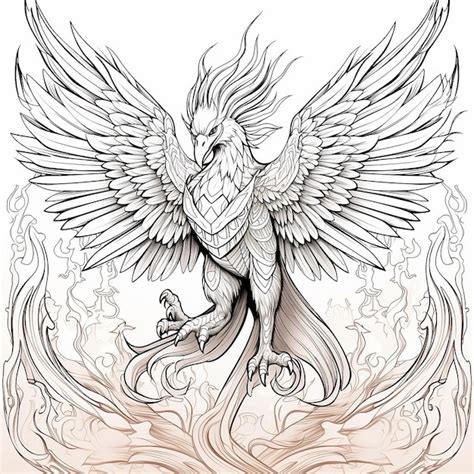 Premium AI Image Artistic Phoenix Coloring Sheet Expressive And Detailed