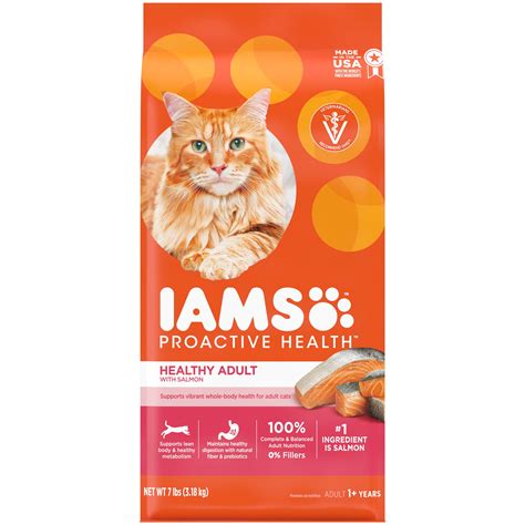 Iams Proactive Health Healthy Adult Dry Cat Food With Salmon 7 Lb Bag