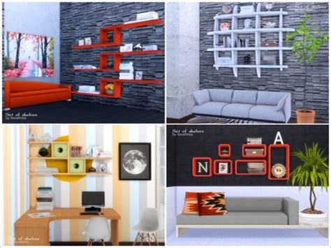The Sims Resource Set Of Shelves By Severinka Sims 4