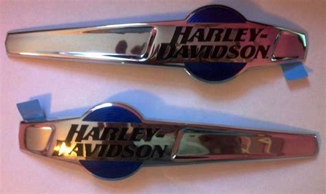 Sell New Oem Harley Davidson Chrome Gas Tank Emblems Blue Inlay Lk