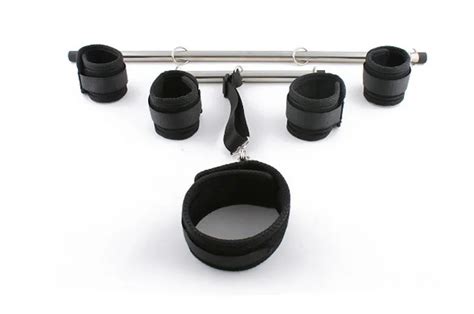 Newest Stainless Steel Metal Spreader Bar With Hand Cuffs And Neck Collar Sex Restraint Bondage