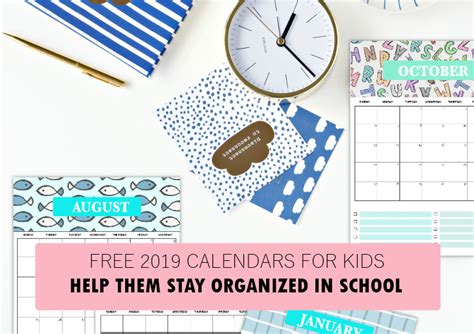 2019 Free Printable Calendar for Kids: Fun, Cute, Colorful!