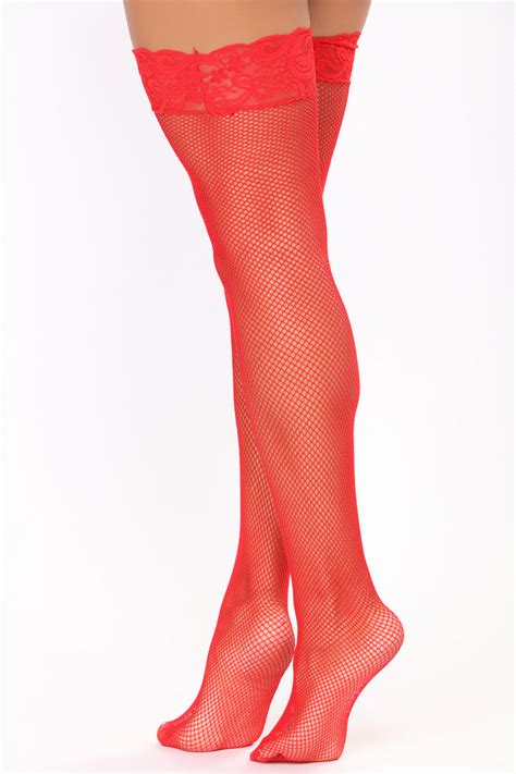 Love Lace Thigh Highs Red
