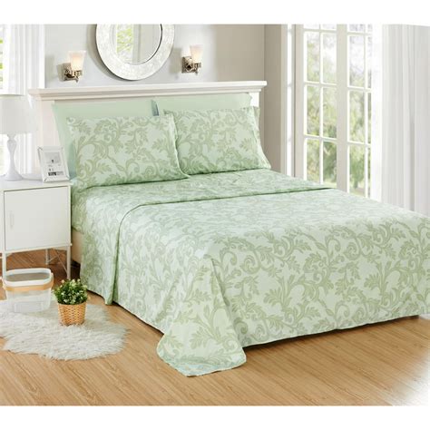 Kendall Design Bed Sheet Set Full Sage Green 6 Piece Hotel Quality