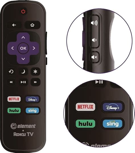 Original Element Roku Tv Remote Control Netflixdisney Plushulusling Hot Keys Ebay