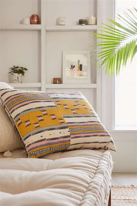 Lena Kantha Stripe Pillow Urban Outfitters Home Living Room Pillows