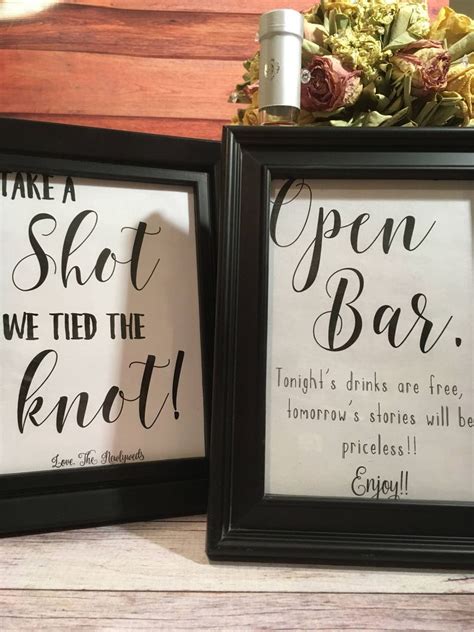 Wedding Bar Signs Wedding Decor Funny Signs Open Bar Etsy