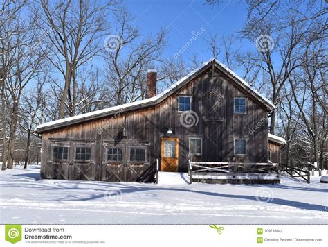 Rustic Homestead With Quilt On A Winter Day Stock Photo Image Of