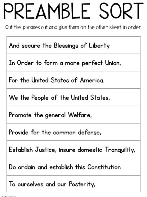 Free Printable Preamble Worksheets
