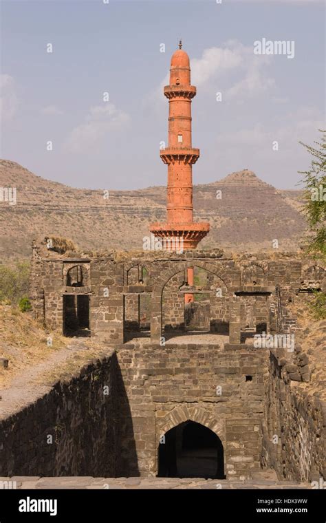 Islamic Victory Tower Chand Minar At Daulatabad Fort In Maharashtra