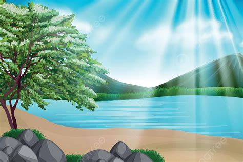 Background Design With Sea And Mountains Scenery Graphic Sunlight