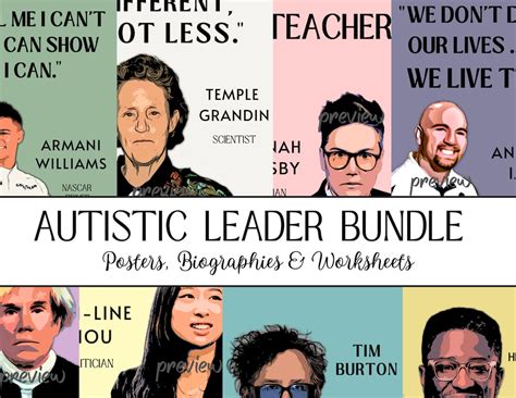 famous autistic people activity bundle posters etsy