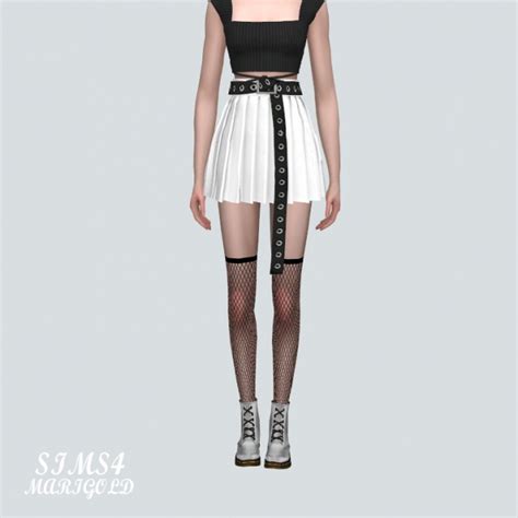 Pleats Skirt With Long Belt H V At Marigold Sims 4 Updates
