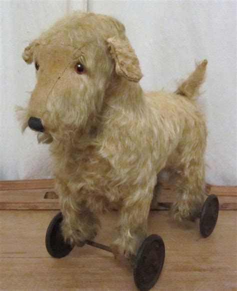 Dog On Wheels Antique Teddy Bears Old Toys Vintage Plush