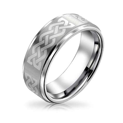 Celtic Infinity Love Knot Wedding Band Titanium Ring For Men Matte 7mm