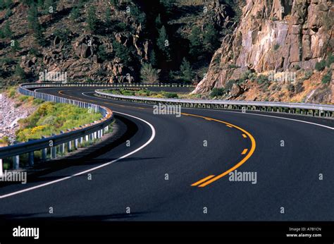 Freshly Paved Road In Colorado Stock Photo Alamy