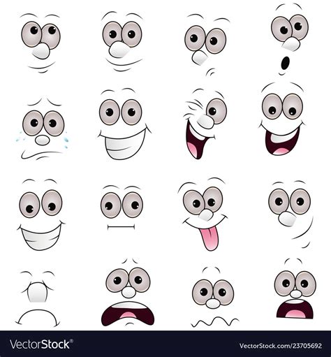 Cartoon Faces Expressions Set Royalty Free Vector Image