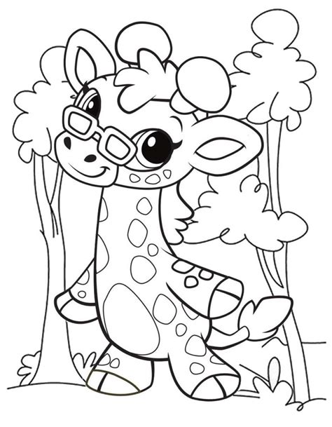 Baby Giraffe Pose Coloring Page