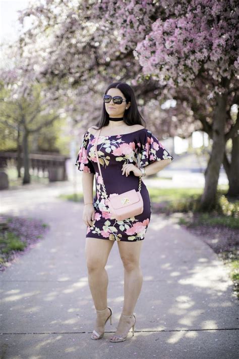 Off The Shoulder Floral Print Dress Amazon Fashion Chicago Blogger