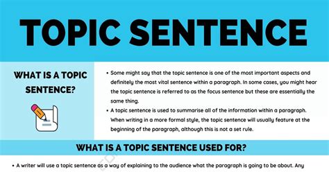 As for how many sentences in a paragraph, the writer can use as many—or as few—as the topic requires. Write my topic sentence for me! How to Write Topic Sentences