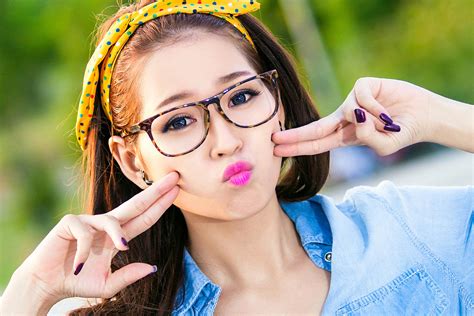 Wallpaper Face Women Model Sunglasses Glasses Asian Blue Nose