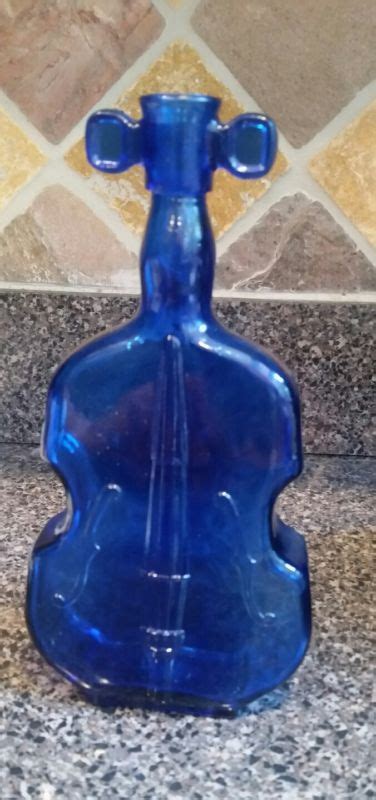 Vintage Depression Cobalt Blue Glass Violin Cello Fiddle Vase Bottle 8 Figural Antique Price