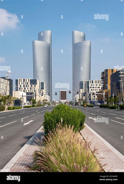 Lusail Boulevard With Lusail Plaza Towers Doha Qatar Stock Photo Alamy