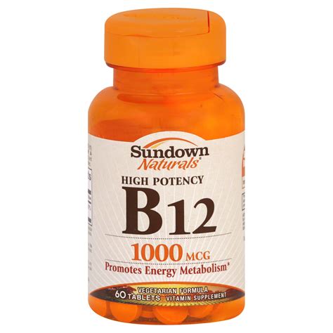 Sundown Naturals Vitamin B12 High Potency 1000 Mcg Tablets 60 Tablets
