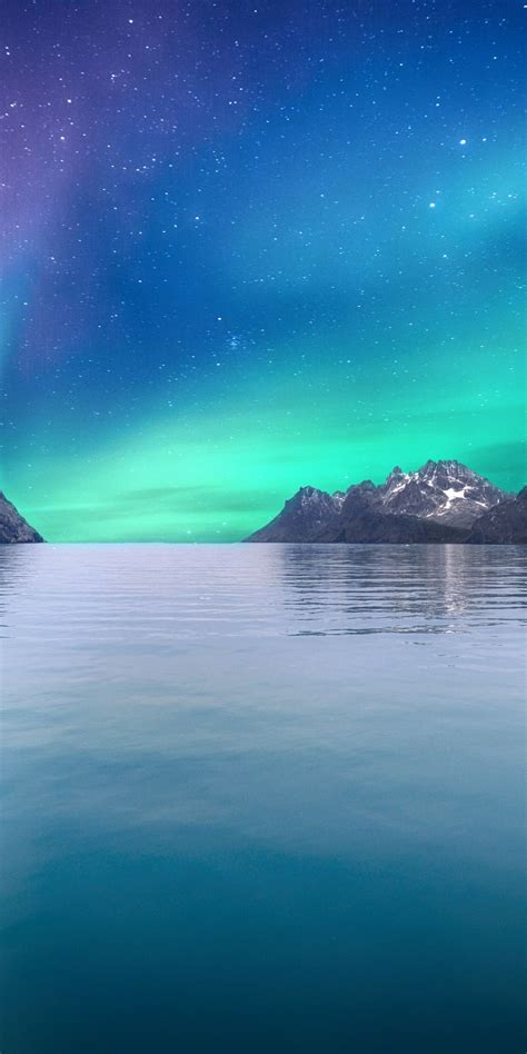 Sea Sky Aurora Borealis Art 1080x2160 Wallpaper Scenery Wallpaper