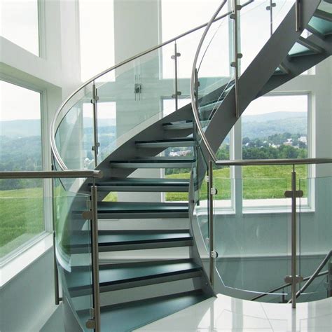 China Best Price Curved Glass Staircases With Bent Glass Railingglass