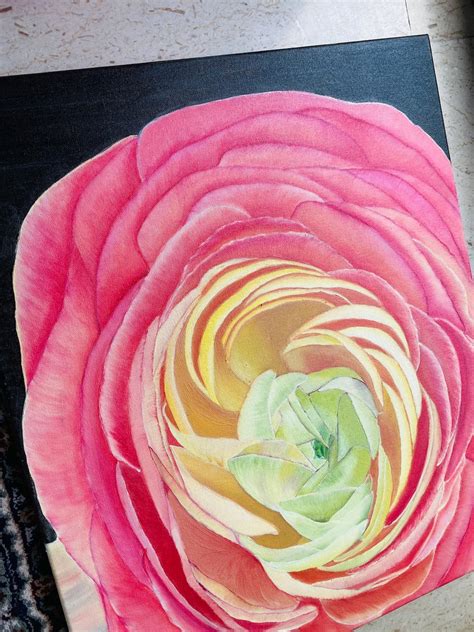 Ranunculus Flower Floral Art Oil Painting Still Life Etsy